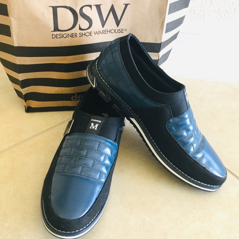 Blue genuine leather shoes for men. NWOT